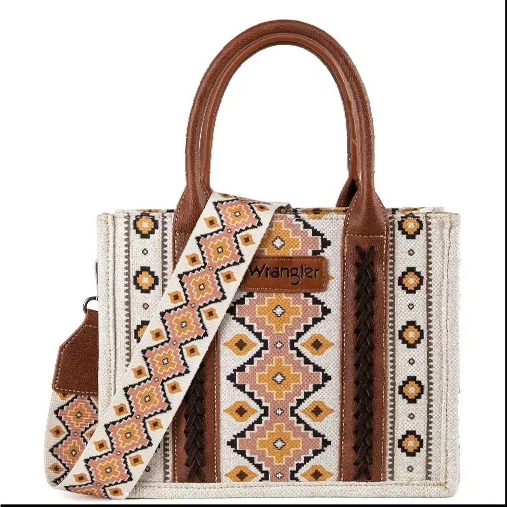 Wrangler Geometric Brown and Cream Tote